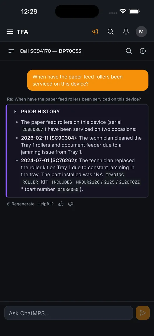 TFA on iPhone: ask about the machine in front of you.